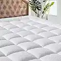 MATBEBY Ropa de cama acolchada ajustable para colchón refrescante, transpirable, esponjosa, suave, se estira hasta 21 pulgadas de profundidad, tamaño Queen, blanco, cubrecolchón, protector