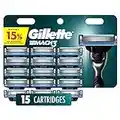 Gillette Mach3 Mens Razor Blade Refills, 15 Count, Designed for Sensitive Skin