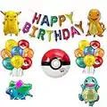 Pokemon Birthday Party Supplies - Anime Pokémon Party Decorations Inclue Birthday Banner, Giant Foil Balloons and Latex Balloons For Boys Girls Game Fans Party Supplies