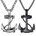 MOO&LEE Mens Stainless Steel Nautical Anchor Necklace Vintage Navy Mooring Rope Anchor Pendant with 24 Inches Link Chain, Metal, not-applicabl