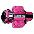 Haoyueer Service Dog Backpack Harness Vest Removable Saddle Bags with Label Patches(Hot Pink,L)