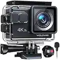 WOLFANG Caméra Sport GA100 4K 30FPS, Caméscope WiFi de 20 MP, Caméra Étanche sous-Marine 40 m avec Double Microphone, télécommande, EIS Anti-Vibration, Batterie 2 x 1050 mAh, Divers Accessoires