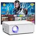 5G WiFi Bluetooth Projector with Screen, 16000 Lumens/450 ANSI Real Native 1080P 4K Outdoor Projector for Theater Movies, Synchronize Smartphone, Compatible W/TV Stick/HDMI/PS4 [120'' Screen Included]
