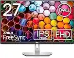 Dell S2721HS Full HD 1920 x 1080p, 75Hz IPS LED LCD Thin Bezel Adjustable Gaming Monitor, 4ms Grey-to-Grey Response Time, 16.7 Million Colors, HDMI ports, AMD FreeSync, Platinum Silver, 27.0" FHD