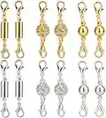 LUTER 12Pcs Locking Magnetic Jewelry Clasp Magnetic Lobster Clasp Necklace Clasps and Closures Bracelet Extender for Jewelry Making (Gold and Silver)