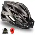 Shinmax Casco Bici con Luce di Sicurezza Uomo Donne Mountain,Certificato CE Sicurezza Casco Regolabile Protezione Visiera a Scudo Casco da Ciclismo Unisex Casco da Bicicletta Superleggero