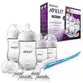 Philips Avent Kit nouveau-né Natural, 2 Biberons 260ml, 2 Biberons 125ml, 4 tétines, 1 sucette,1 goupillon (Modèle SCD301/02)