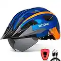 VICTGOAL Fahrradhelm Herren Damen MTB Helm mit Abnehmbarer Magnetische Schutzbrille Visier Atmungsaktiv mit 21 Belüftungskanäle Radhelm Einstellbare Fahrradhelme (XL: 59-63cm, Blau)