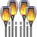 LazyBuddy Solar Torch Light with Flickering Flame, 96LED 43" Solar Fire Lights Outdoor, Super Bright Super Large Halloween Christmas Landscape Decoration TIki Torches for Garden Pathway Lawn (4 Pack)