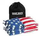 Cornhole Bags All Weather Set of 8 for Cornhole Toss Games-Regulation Weight & Size-Includes Tote Bags (Stars & Stripes)