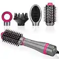 4 in 1 Hair Dryer Brush Set, PARWIN PRO BEAUTY Hot Air Styler with 4 Attachments as Hairdryer, Hot Air Brush, Hair Diffuser, Hot Brush for Hair Styling, Ionic Care Frizz-Free, 1000 Watts, Gray