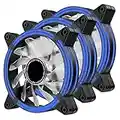 EZDIY-FAB 120mm Blue LED Fan, Dual-Frame LED Case Fan for PC Cases, High Airflow Quiet,CPU Coolers, and Radiators,3-Pin-3-Pack