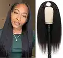 U Part Wig Human Hair Kinky Straight Wigs for Black Women, 10 inch Half Wig 2x4 U Shape Clip in Wigs None Lace Front Wigs No sewing No Glue