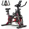 eulumap Exercise Bike - Stationary Indoor Cycling Bike for Home Gym with Tablet Holder and LCD Monitor,Silent Belt Drive,Comfortable Seat and Quiet Flywheel