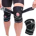 SIZIMA 2 Genouillère en Néoprène, Attelle de Genou Support Avec Anneau Stabilisateur à Rotule Ouverte, Ajustable Genouillère Rotulienne et Ligamentaire Protection Course, Sports, pour Homme et Femme