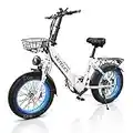 KETELES Bicicleta Eléctrica Plegable, 20" 250W E-Bike con Batería Litio Extraíble 48V /17.5AH, Hydraulic Disc Brake, Asistencia de Pedal, para Adultos (Blanco)