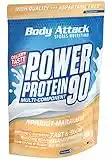 Body Attack Power Protein 90, Albicocca-Maracuya Cream, 500g, 5K proteine in polvere con proteine del siero di latte, L-carnitina e BCAA per la costruzione muscolare e il fitness.