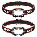 Gritin LED Head Torch, [2 Pack] COB Headlamp Super Bright Headlight, Adjustable with 3 Modes, Lightweight for Running, Camping, Fishing