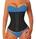 YIANNA Donna Corsetto Stringivita Modellante Dimagrante Waist Trainer Bustino Torso Lungo Corpetto Nero con 17 Ossa d'Acciaio, 110688 Size M