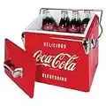 Coca Cola Retro Ice Chest Cooler with Bottle Opener 13 L /14 Quart Vintage Style Ice Bucket for Camping, Picnic, Beach, RV, BBQs, Tailgating and Fishing