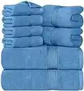 Utopia Towels 8 Piece Towel Set - 2 Bath Towels, 2 Hand Towels and 4 Washcloths Cotton Hotel Quality Super Soft and Highly Absorbent (Electric Blue)