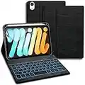 Backlit Keyboard Case for iPad Mini 6th Generation 8.3 Inch (2021 Model), Nanhent Premium PU Leather Folio Cover & 7 Colors Backlight magnetically Detachable Wireless Keyboard for iPad Mini 6 8.3”