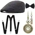 Ziyoot Men's 1920s Accessories Gatsby Gangster Costume Set Gangster Beret Y-Back Suspender