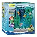 Tetra Bubbling LED Aquarium Kit 1 Gallon, Hexagon Shape, With Color-Changing Light Disc,Green (Packaging may vary)