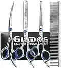 GLADOG Professional 5 in 1 Dog Grooming Scissors Set with Safety Round Tips, Sharp and Durable Pet Grooming Shears for Cats
