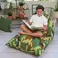 Butterfly Craze Bean Bag Chair Cover, Functional Toddler Toy Organizer, Fill with Stuffed Animals to Create a Jumbo, Comfy Floor Lounger for Boys or Girls, Stuffing Not Included, Camo