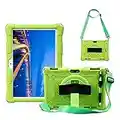 HminSen Case for Dragon Touch Notepad K10 / Max10 Plus Tablet,Silicone Case for ZONKO K105 10.1, Foren-Tek, MEIZE 10 inch Tablet with Hand Strap Shoulder Belt Rotatable Stand Cover (Green)