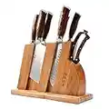 TUO 8-pcs Kitchen Knife Set - Forged German X50CrMoV15 Steel - Rust Resistant - Full Tang Pakkawood Ergonomic Handle - Kitchen Knives Set with Wooden Block - Fiery Phoenix Series