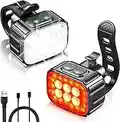 Bike Lights, Oldowl USB-C Rechargeable Bike Light Set, Super Bright 6 LED Bike Headlight with Spot & Flood Beam, IP65 Waterproof, 4X4 + 6X6 Lighting Modes, Cycling Mountain Bike Lights Front and Back