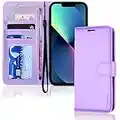 TECHGEAR Etui iPhone iPhone 14 Plus Portefeuille - Housse en Cuir avec Rabat de Protection, Fentes pour Cartes, Béquille et Dragonne, Cuir PU Violet Compatible avec iPhone 14 Plus 6.7"