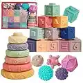 Jouet Bebe 6 Mois - 23pcs Cube d'activité Bébé Montessori Bebe Eveil | Souple Jouet Dentition | Jeux Educatif pour Bebe Enfant 6 9 12 Mois 1 2 Ans Ans Garçon Fille