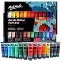 Mont Marte Acrylic Paint Set 24 Colours 36ml, Perfect for Canvas, Wood, Fabric, Leather, Cardboard, Paper, MDF and Crafts