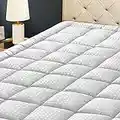 HYLEORY Queen Mattress Pad Quilted Fitted Mattress Protector Cooling Pillow Top Mattress Cover Breathable Fluffy Soft Mattress Topper with 8-21" Deep Pocket