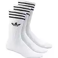 adidas Originals Men's Solid Crew Socks (Pack of 3), White/Black, 6-8.5