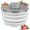 Electric Salad Spinner, 4000 ml Wireless USB Rechargeable Lettuce Spinner Dehydrator for Fruit Vegetables, Large Capacity Salad Vegetable Dryer, Quick Drainage Mixer Spinner with Salad Dressing Bottle