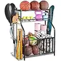 Mythinglogic Garage Storage System, Garage Organizer with Baskets and Hooks, Sports Equipment Organizer for Sports Gear/Toys,Garage Ball Storage for Indoor/Outdoor Use