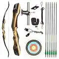 TIDEWE Recurve Bow and Arrow Set for Adult & Youth Beginner, Wooden Takedown Recurve Bow 62" Right Handed with Ergonomic Design for Outdoor Training Practice (35lbs)