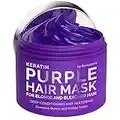 Keratin Purple Hair Mask - Professional Treatment for Hair Repair, Nourishment & Beauty - Hair Mask - Vitamin Complex for All Hair Types - with Omega 3, 9, Vitamin E - Protein Nourishment Mask by Sunatoria