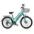 TAOCI Bicicleta eléctrica de 26 pulgadas para mujeres y adultos con batería de litio extraíble de 36 V E-Bike Shimano 7 velocidades Mountain Bicicletas para viajes y trabajo