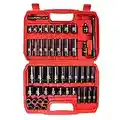 LLNDEI 3/8" Drive Impact Socket Set SAE and Metric (5/16"- 3/4", 8-22mm) 48pcs, CR-V Steel, 6 Point Sockets, Extension Bar (3-in, 6-in), 1/2"F to 3/8"M Reducer, 3/8" Universal Joint