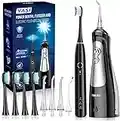 Water Dental Flosser with Electric Toothbrush Combo, Cordless Water Flosser for Teeth, Gums, Braces Care, with 6 Modes & 3 Sonic Modes, Oral Care Kit with 4 Brush Heads & 4 Jet Tips, IPX7 Waterproof