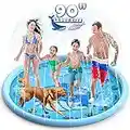 90" Splash Pad, BerrysParadise Outdoor Sprinkler Play Mat Toys for Kids Water Toys, Inflatable Wading Pool Extra Large Thicker Thickness Summer Funny Toys for 3-12 Years Old Children Boys & Girls