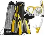 Phantom Aquatics Men's Voda Full Foot Fin Mask Snorkel Set, US 8-9/Eu 42-43, Yellow