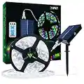 Tira de Luces LED Solares Exteriores, 10m 560 LED Tira de LED IP67 Prueba Agua, Luces LED Blancas Frías con Control Remoto, 8 Modos de Iluminación 2835 SMD Luces de Cuerda para Jardín Navidad