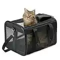 Hitchy Sac De Transport Chat/Sac De Transport Chien pour Chats, Petits Chiens, Chatons Ou Chiots, Souple et Pliable avec Tapis en Laine pour Voyage en Avion, Voiture et Train Noir (M)