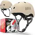 SKATEWIZ Casco da Bicicletta per Bambini, Uomini e Donne in Beige - Casco da Bicicletta da Donna Casco da Skater Casco da Bici da Corsa per Bambini e Bambine